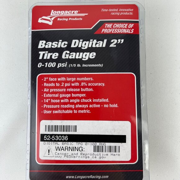 Longacre Basic Digital 2 in Tire Pressure Gauge 52-53036 0-100 psi Red - Picture 5 of 10